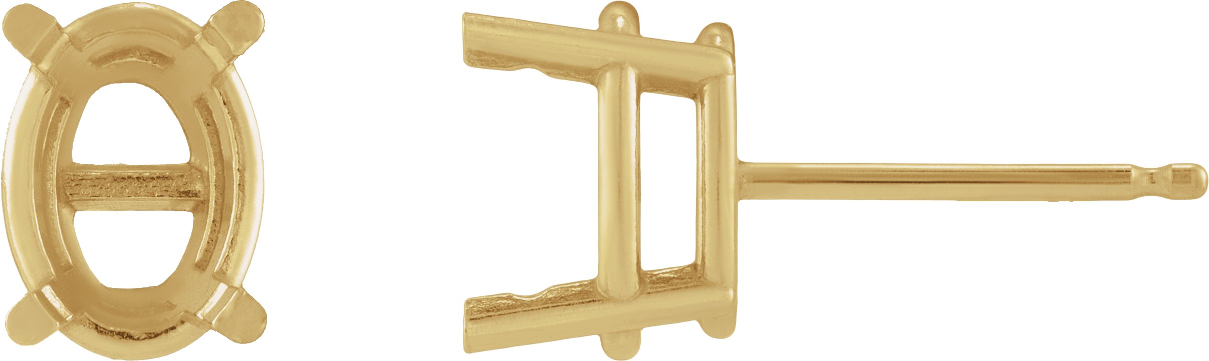 Oval 4-Prong Pre-Notched Stud Earrings
