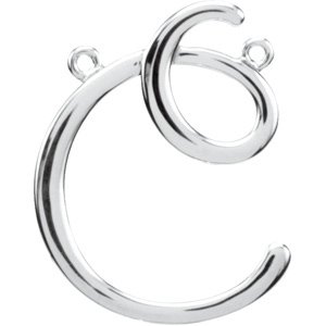 Sterling Silver Script Initial C Necklace Center