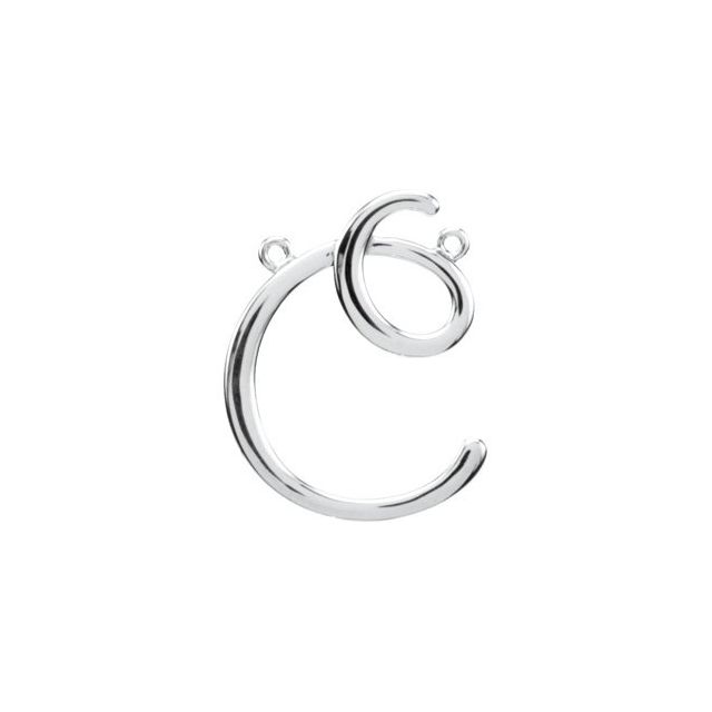 Sterling Silver Script Initial C Necklace Center