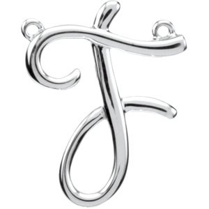 Sterling Silver Script Initial F Necklace Center