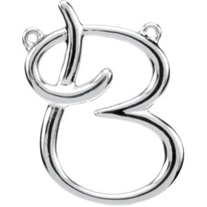 Sterling Silver Script Initial B Necklace Center