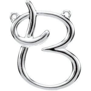 14K White Script Initial B Necklace Center