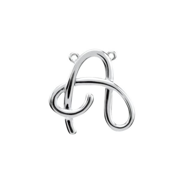 Sterling Silver Script Initial A Necklace Center