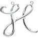 Sterling Silver Script Initial H Necklace Center