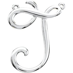 14K White Script Initial J Necklace Center