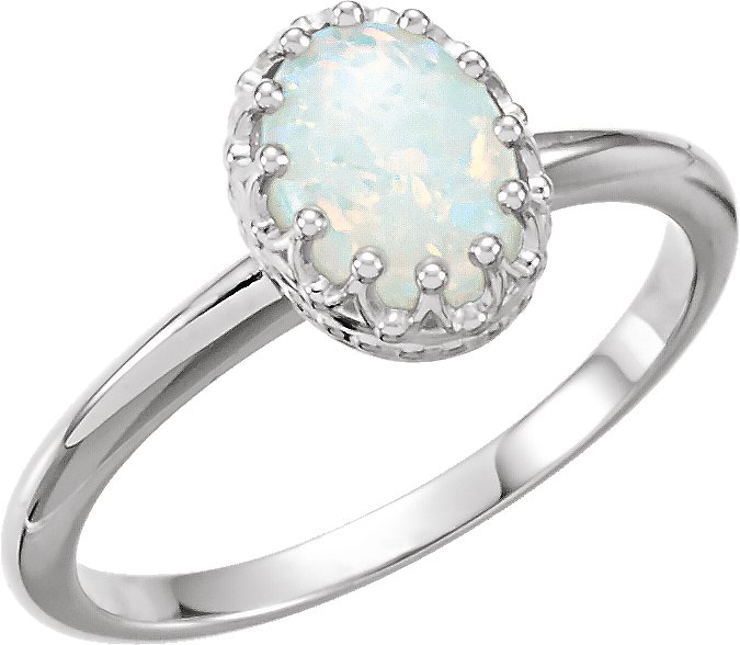 14K White Opal Crown Ring Ref 9541954