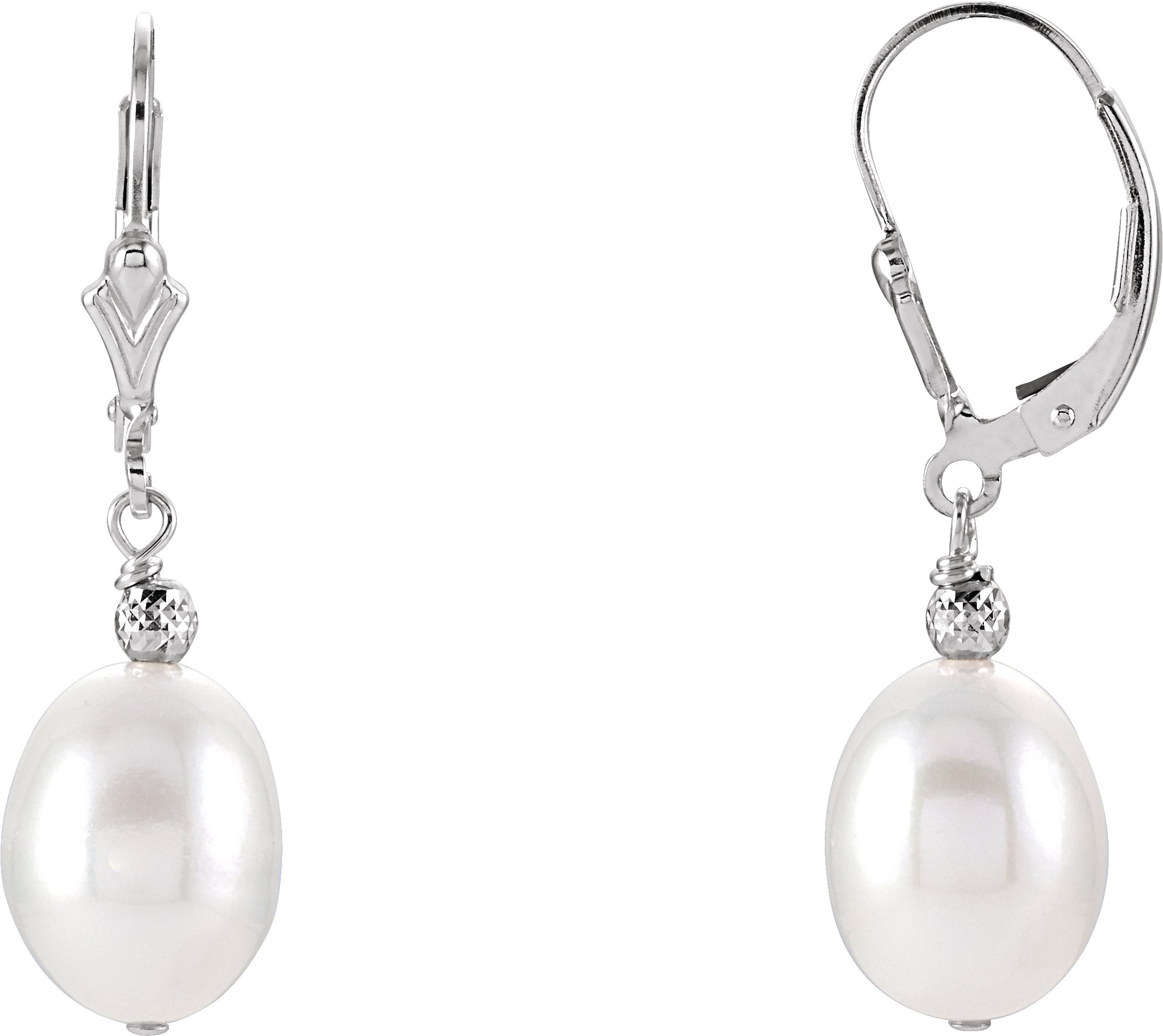 Gemstone Fashion |  Freshwater Cultured Pearl Lever Back Earrings