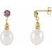 14K Yellow Cultured White Freshwater Pearl & Natural Amethyst Earrings