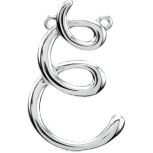 Sterling Silver Script Initial E Necklace Center