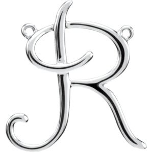 14K White Script Initial R 16" Necklace