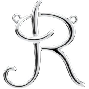 Sterling Silver Script Initial R Necklace Center