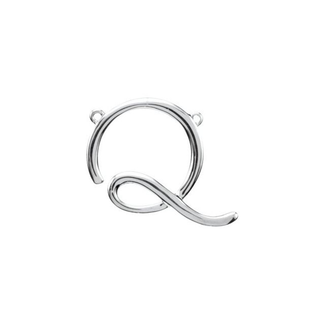 Sterling Silver Script Initial Q Necklace Center