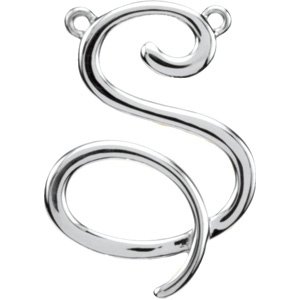 Sterling Silver Script Initial S Necklace Center