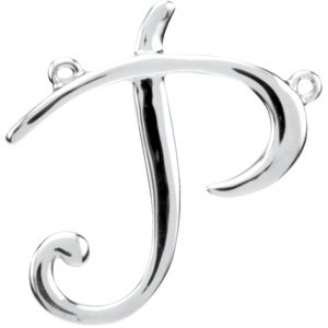 Sterling Silver Script Initial P Necklace Center