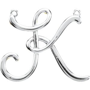 Sterling Silver Script Initial K Necklace Center