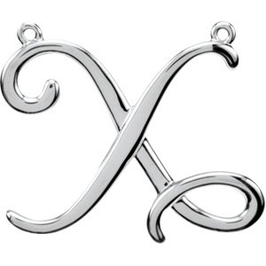 14K White Script Initial X Necklace Center