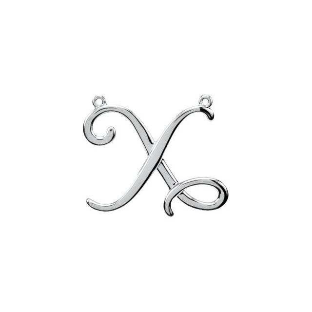 Sterling Silver Script Initial X Necklace Center