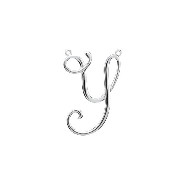 Sterling Silver Script Initial Y Necklace Center