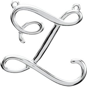 14K White Script Initial Z Necklace Center