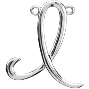 Sterling Silver Script Initial I Necklace Center