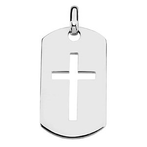 Sterling Silver 42x23.5 mm Dog Tag Cross Pendant