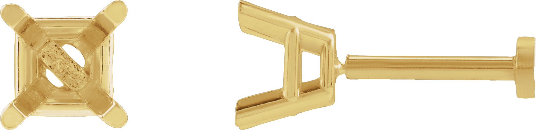 Square 4-Prong Lightweight Stud Earrings