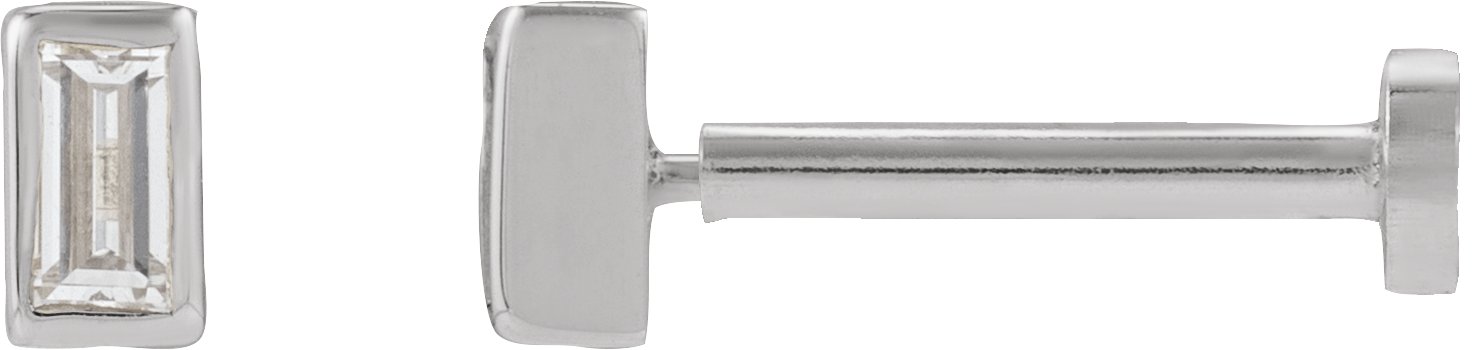 Straight Baguette Bezel-Set Stud Earrings
