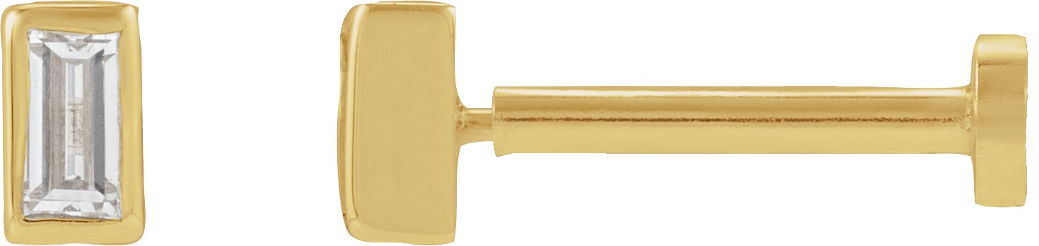 Straight Baguette Bezel-Set Stud Earrings