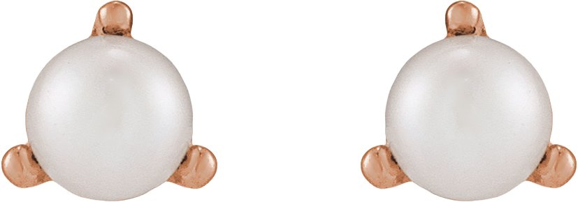 Seed Pearl 3-Prong Stud Earrings