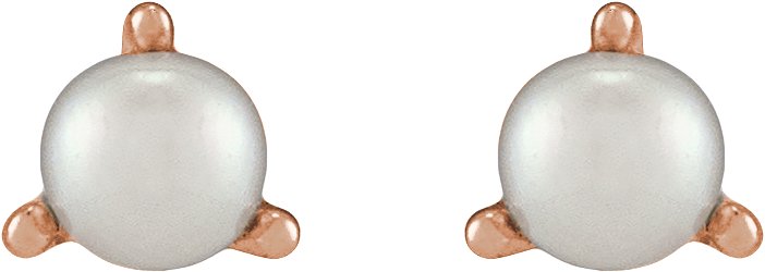 Seed Pearl 3-Prong Stud Earrings