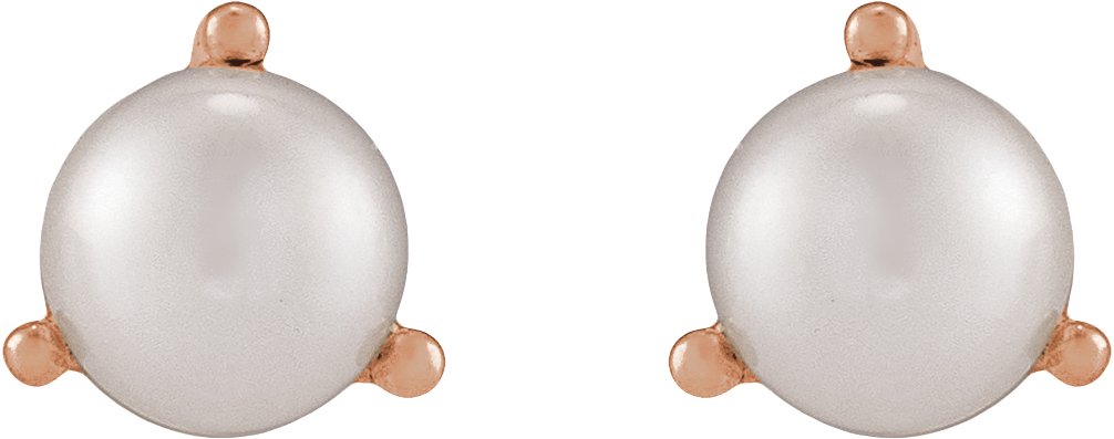 Seed Pearl 3-Prong Stud Earrings
