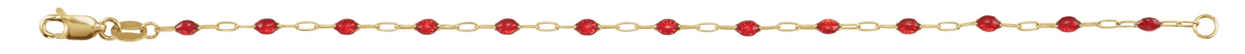14K Yellow Gold-Filled 1.6 mm Red Enamel Bead Paperclip-Style 7 Chain