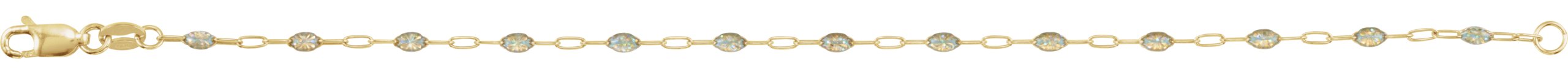 14K Yellow Gold-Filled 1.6 mm Multi-Color Enamel Bead Paperclip-Style 7 Chain