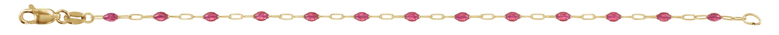 14K Yellow Gold-Filled 1.6 mm Pink Enamel Bead Paperclip-Style 7 Chain