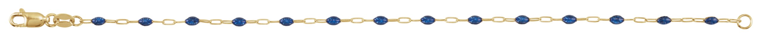 14K Yellow Gold-Filled 1.6 mm Blue Enamel Bead Paperclip-Style 7 Chain