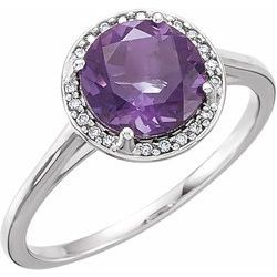 Gemstone & Diamond Halo-Styled Ring or Mounting