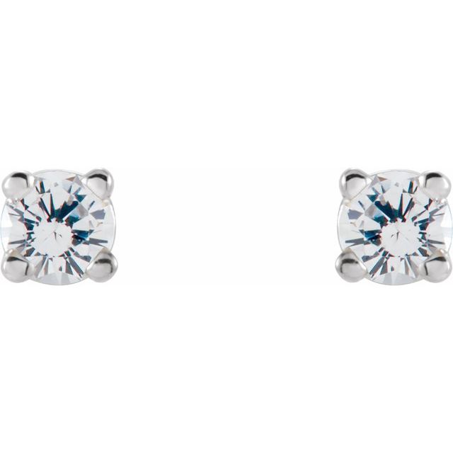 14K White 2.5 mm Natural White Sapphire Stud Earrings with Friction Post