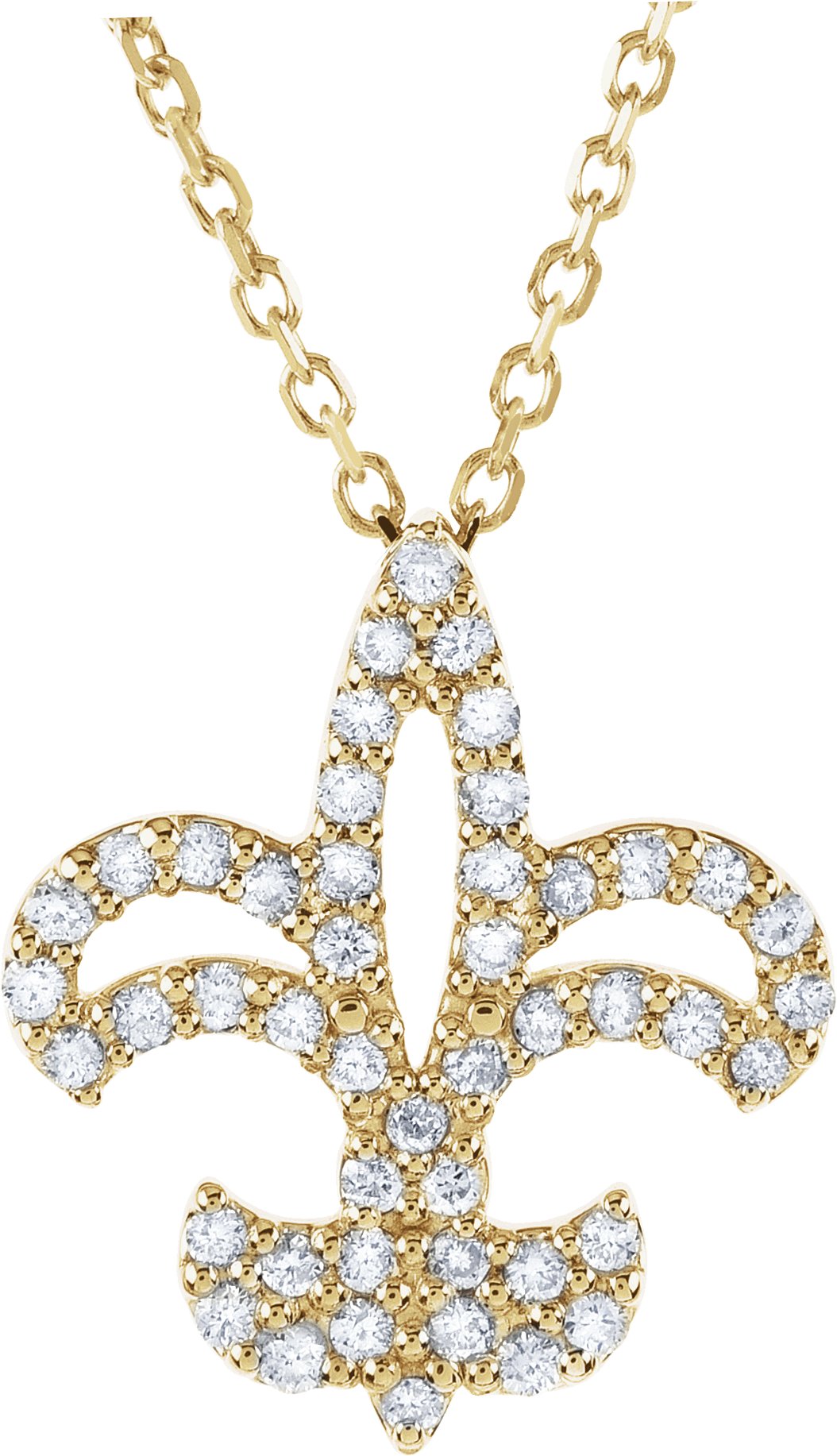 14K Yellow 1/6 CTW Natural Diamond Fleur De Lis 16" Necklace