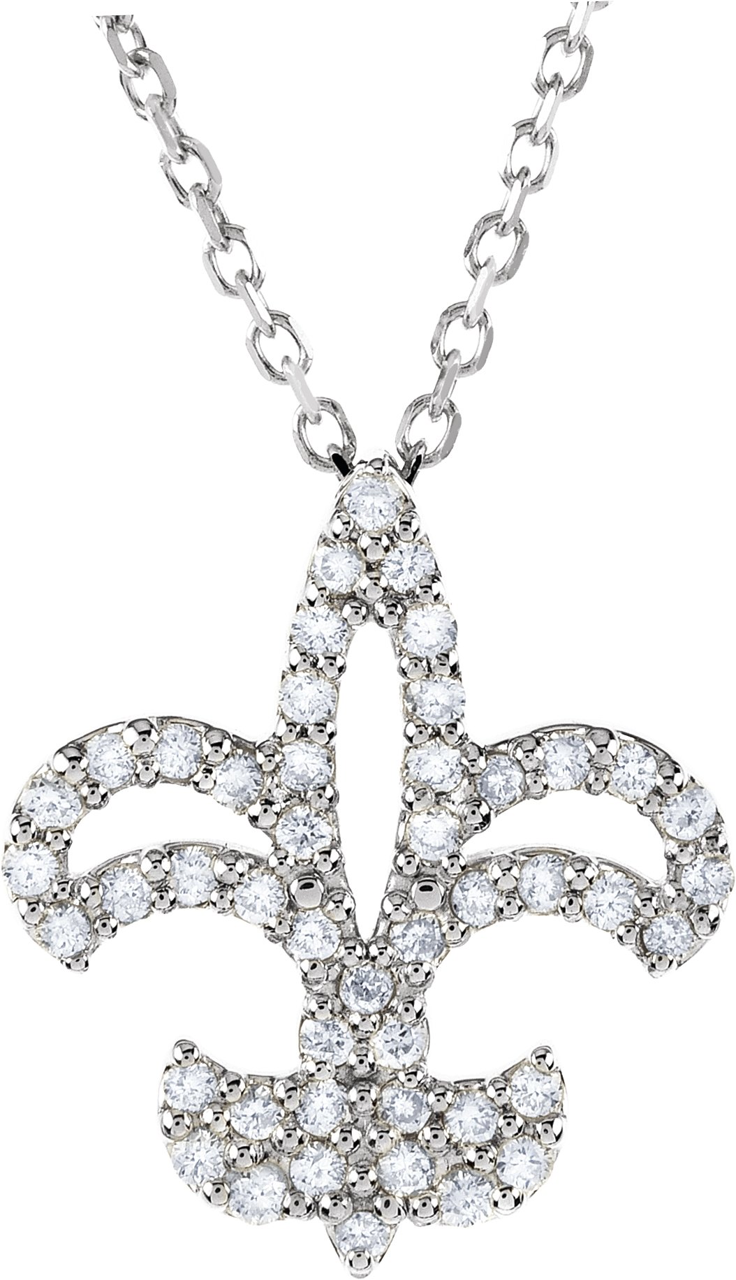 14K White 1/6 CTW Natural Diamond Fleur De Lis 16 Necklace