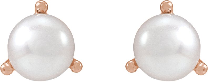 Seed Pearl 3-Prong Stud Earrings