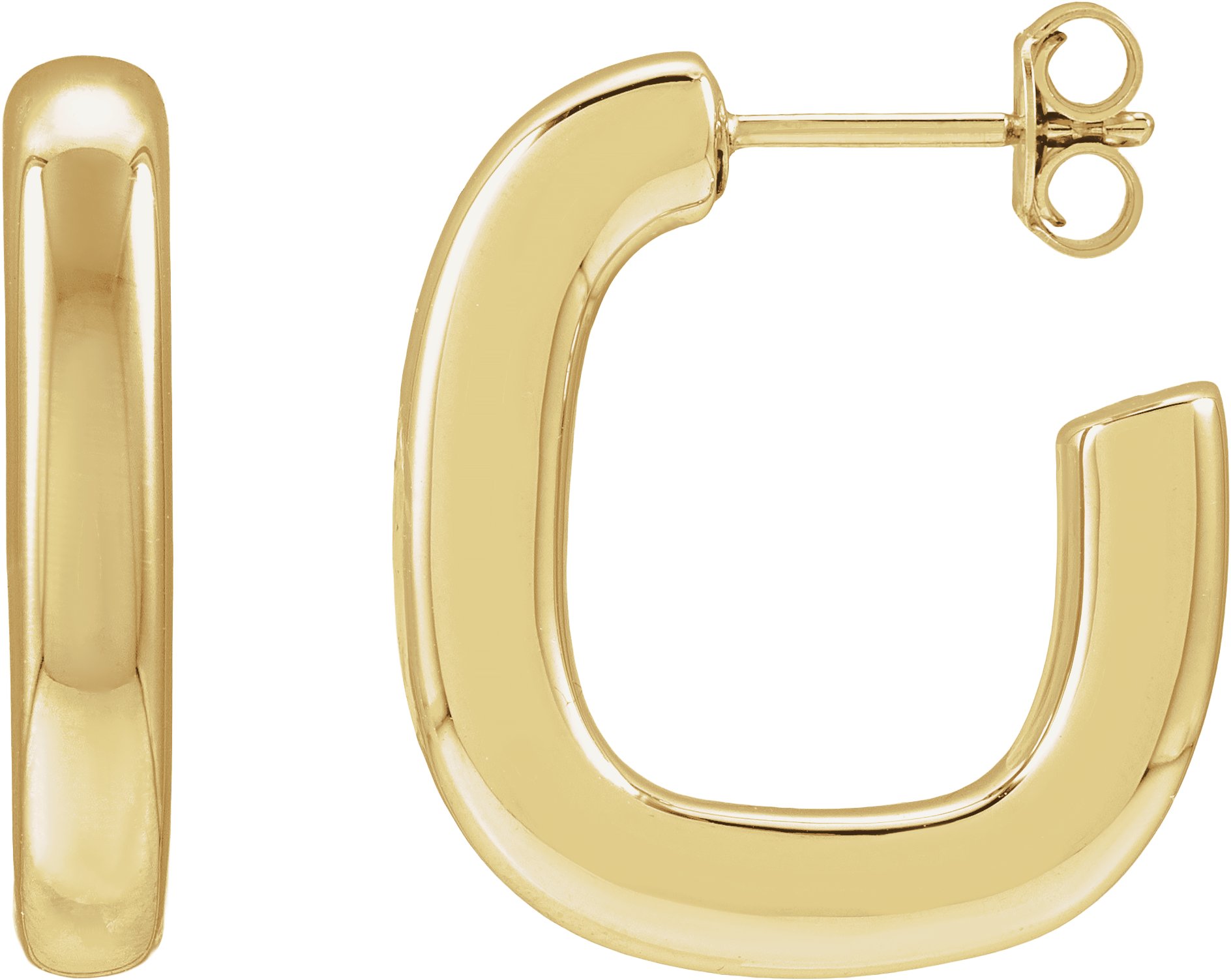 Electroform Rectangular Tube Hoop Earrings – 14K Yellow Gold