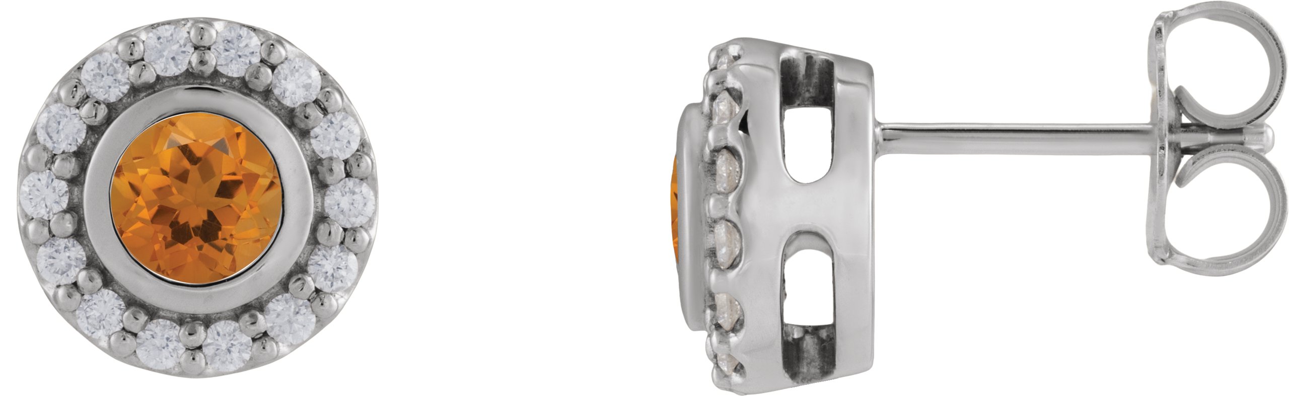Bezel-Set Halo-Style Stud Earrings