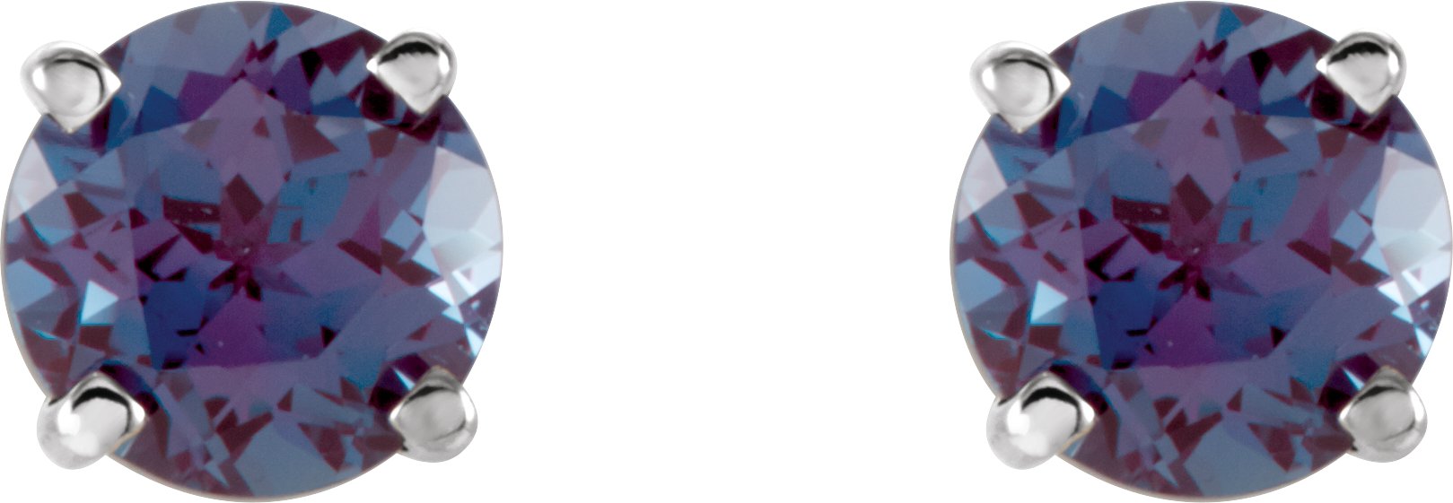 14K White 5 mm Round Lab-Grown Alexandrite Earrings