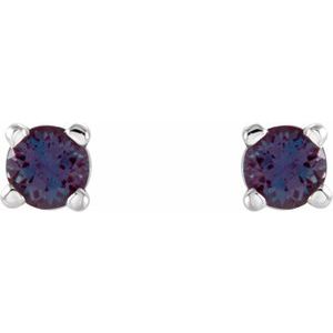 14K White 2.5 mm Lab-Grown Alexandrite Stud Earrings with Friction Post