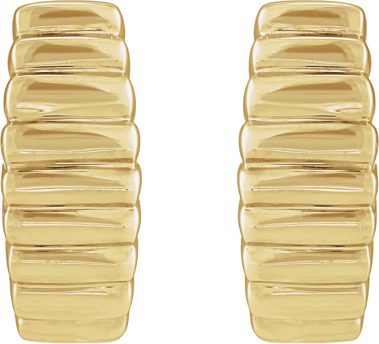 Alternative view of Electroform Ribbed Hoop Earrings – 14K Yellow Gold