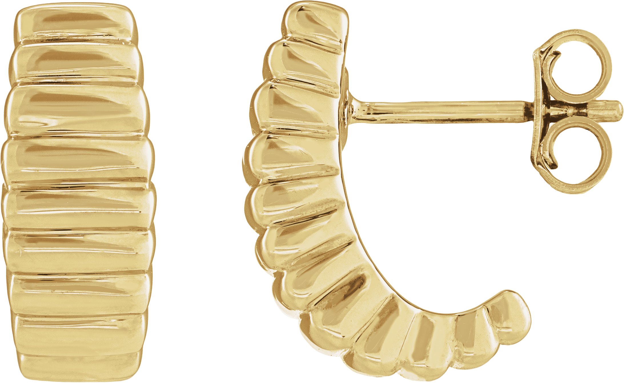 Electroform Ribbed Hoop Earrings – 14K Yellow Gold