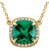 14K Yellow Lab-Grown® Emerald & .06 CTW Diamond 16