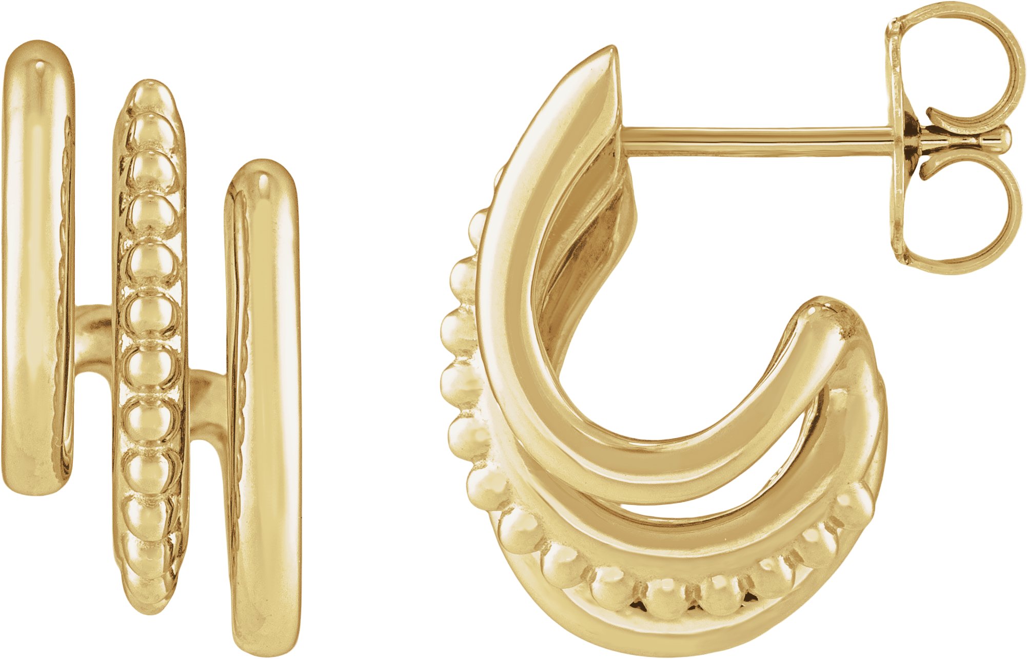 Beaded Stacked Triple Hoop Earrings