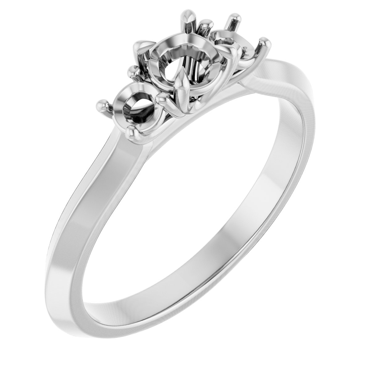 Claw-Prong Three-Stone Engagement Ring