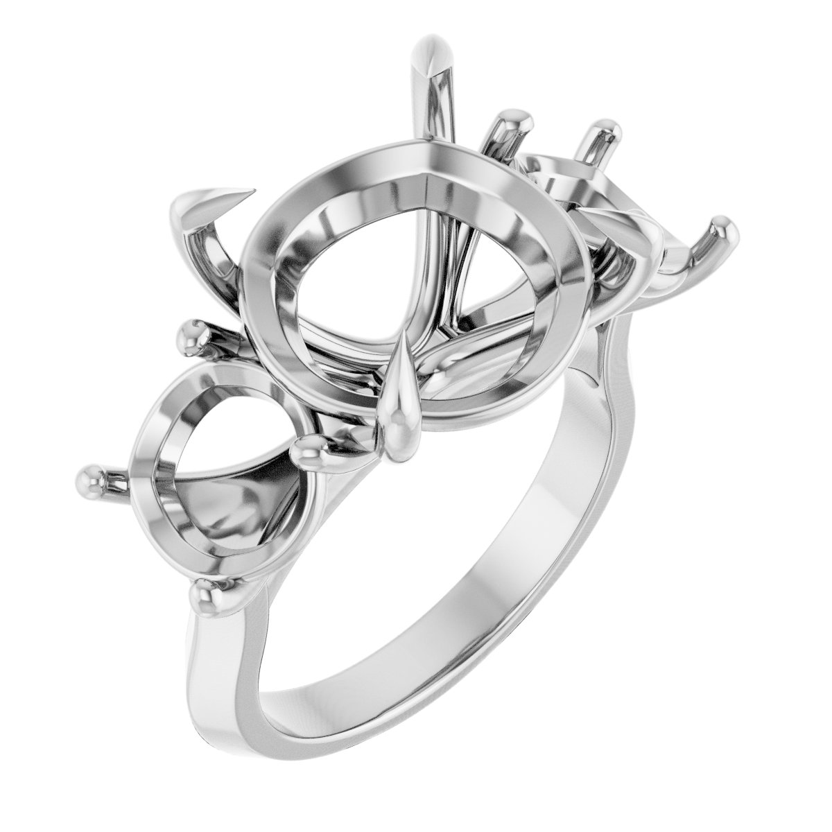 Claw-Prong Three-Stone Engagement Ring